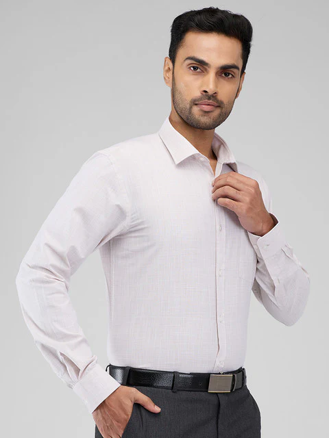 Park Avenue Men Purple Structure Slim Fit Cotton Blend Shirt - Image 2