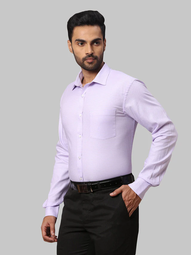 Park Avenue Men Purple Structure Slim Fit Cotton Formal Shirt - Image 3