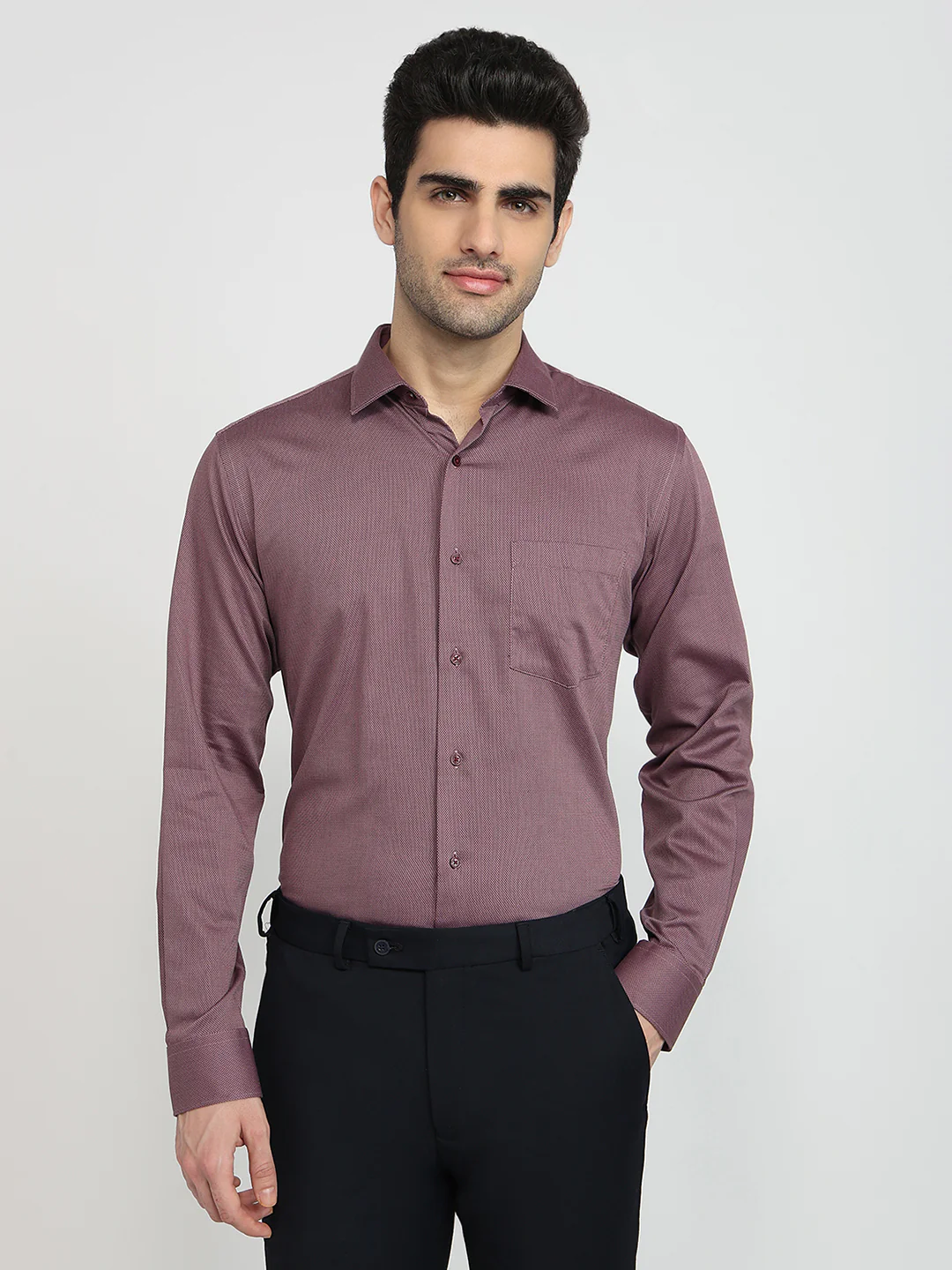 Park Avenue Men Purple Structure Slim Fit Cotton Formal Shirt
