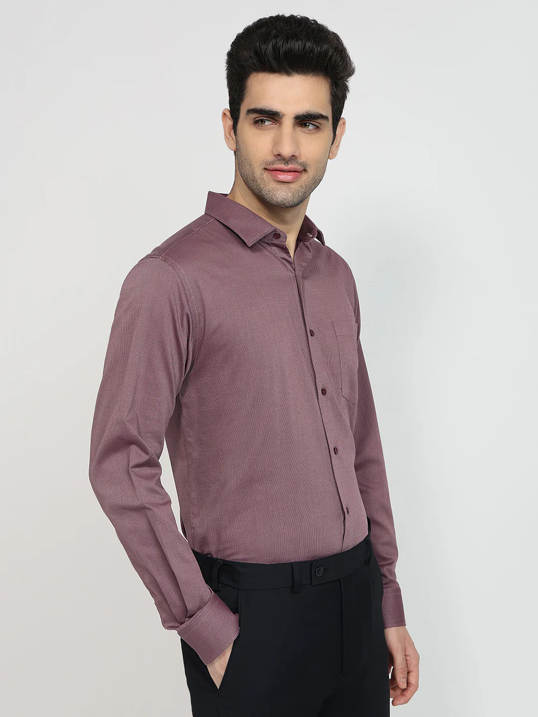Park Avenue Men Purple Structure Slim Fit Cotton Formal Shirt - Image 3