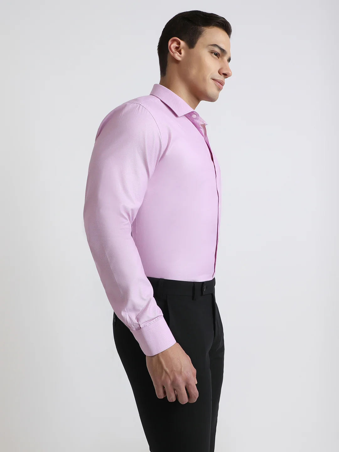 Park Avenue Men Purple Structure Slim Fit Polyester Blend Shirt - Image 2
