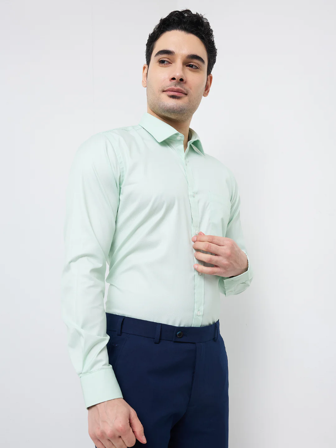 Park Avenue Men Purple Structure Slim Fit Polyester Blend Shirt - Image 2