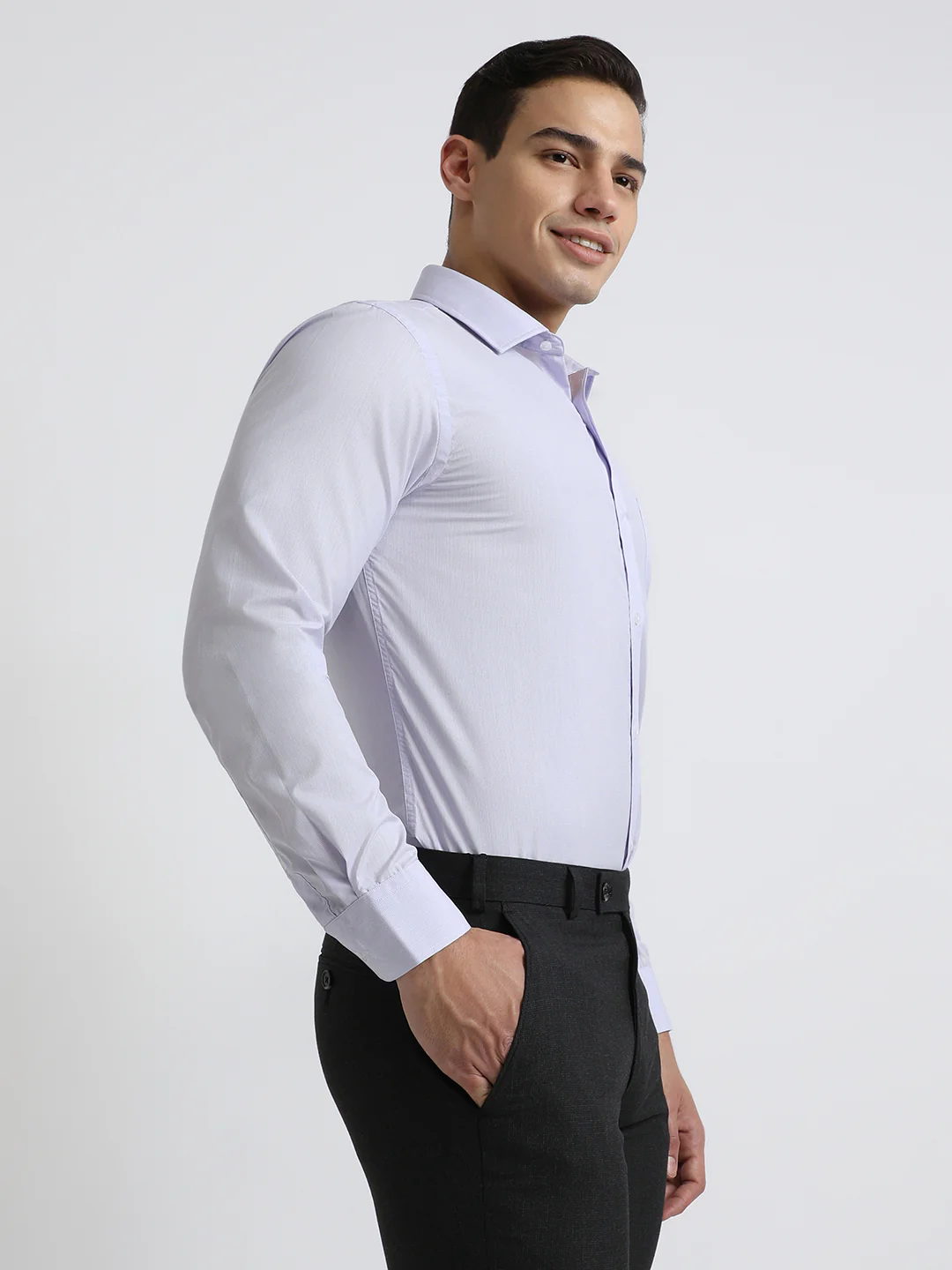 Park Avenue Men Purple Structure Slim Fit Polyester Blend Shirt - Image 2
