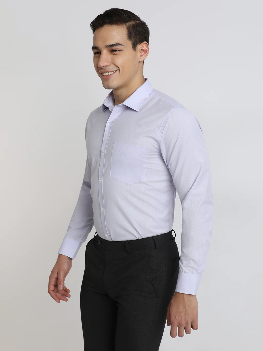 Park Avenue Men Purple Structure Slim Fit Polyester Blend Shirt - Image 3