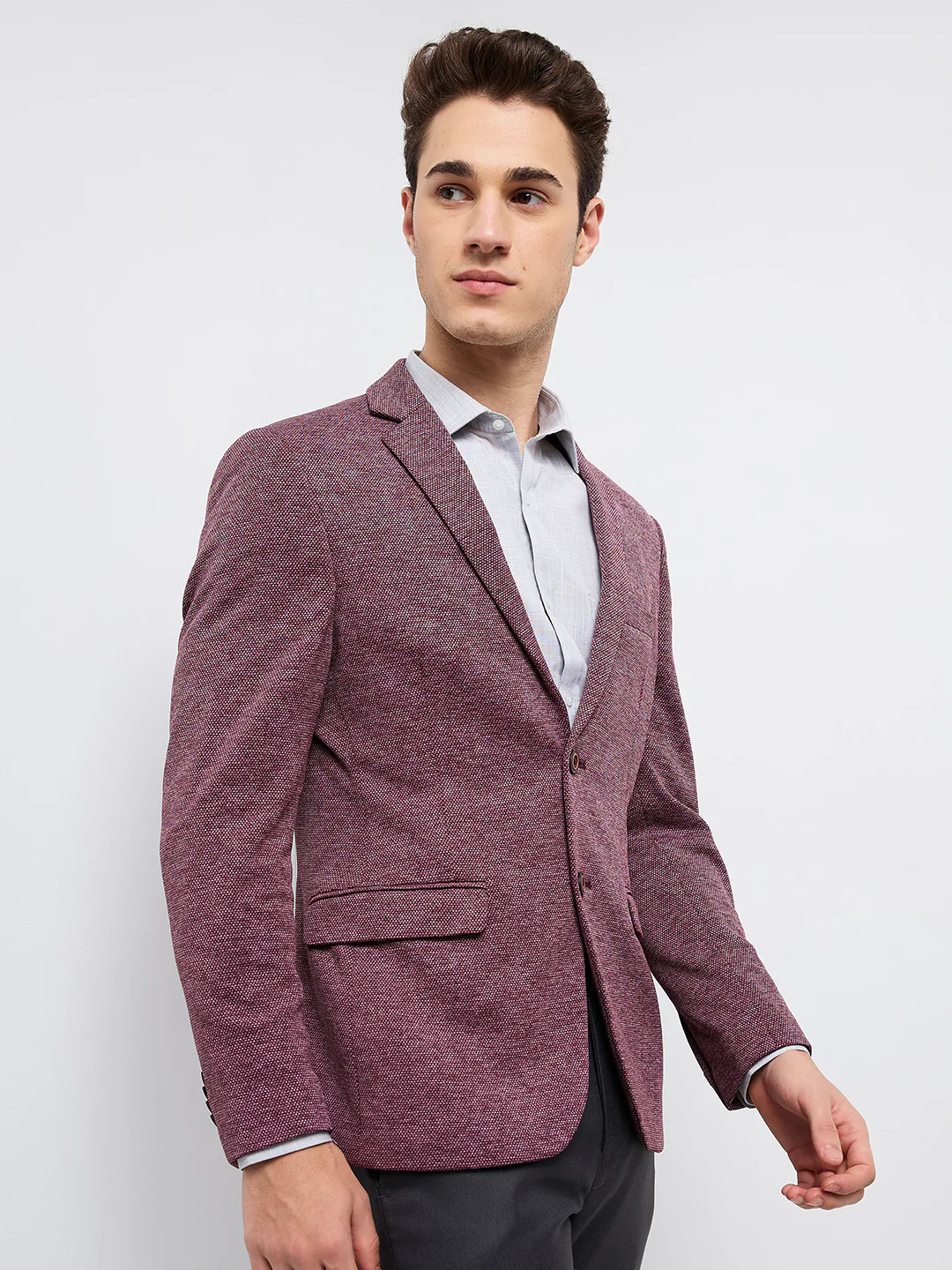 Park Avenue Men Purple Structure Super Slim Fit Terylene Blend Blazer - Image 2