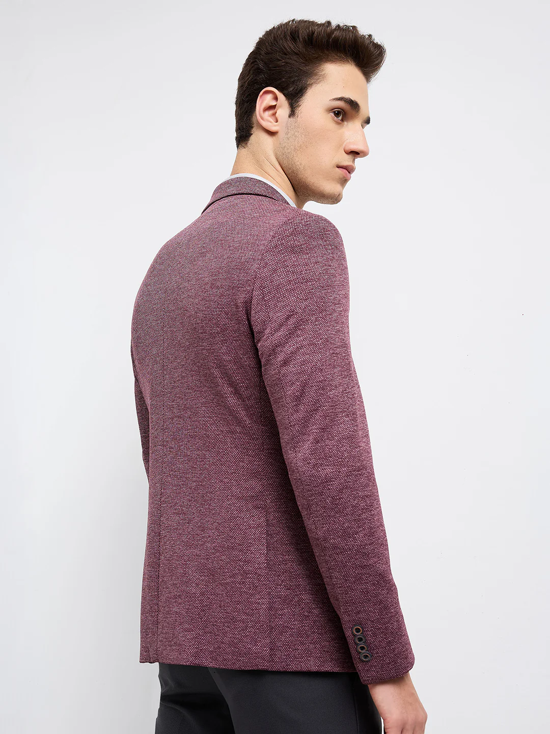 Park Avenue Men Purple Structure Super Slim Fit Terylene Blend Blazer - Image 4