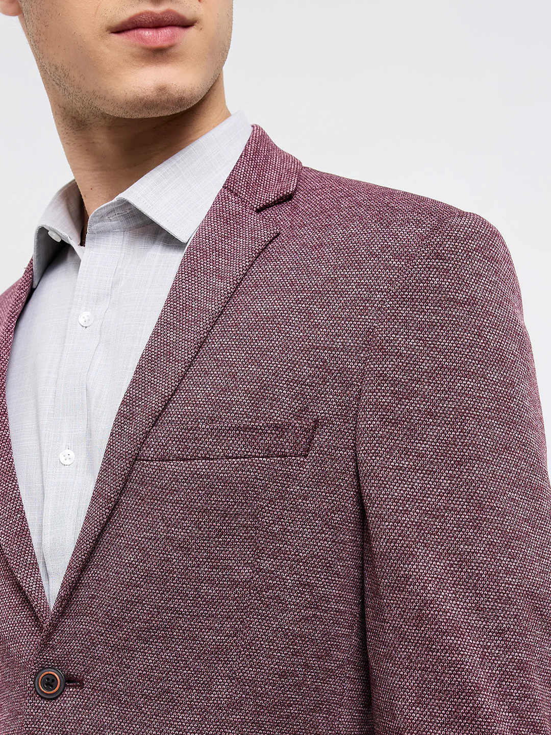 Park Avenue Men Purple Structure Super Slim Fit Terylene Blend Blazer - Image 6