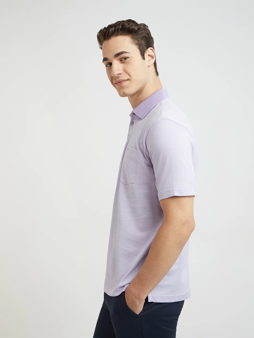 Park Avenue Men Purple Two Tone Slim Fit Cotton T-Shirt - Image 3