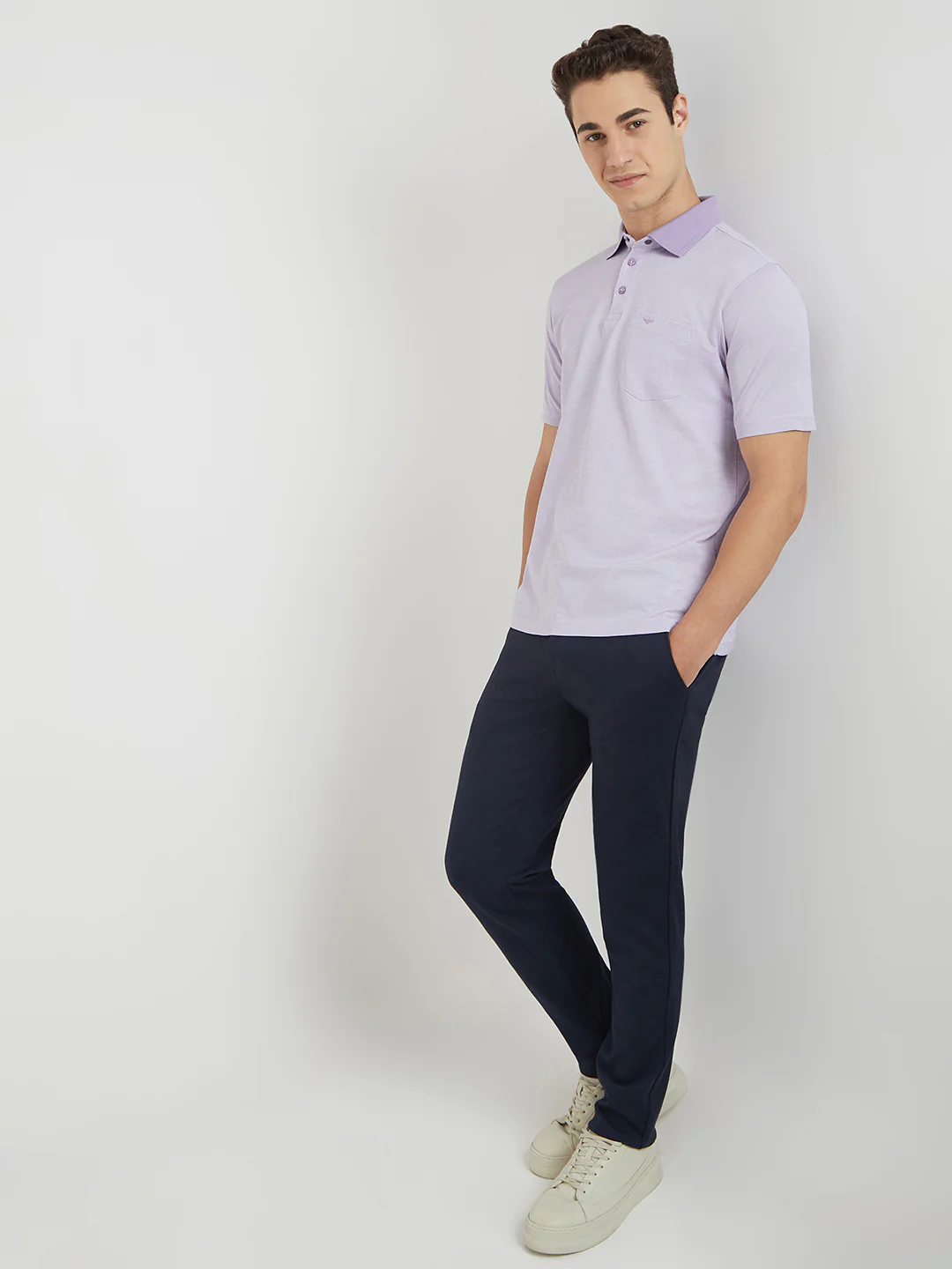 Park Avenue Men Purple Two Tone Slim Fit Cotton T-Shirt - Image 5