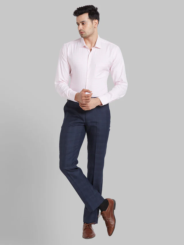 Park Avenue Men Pink Checkered Regular Fit Cotton Formal Shirt - Image 5