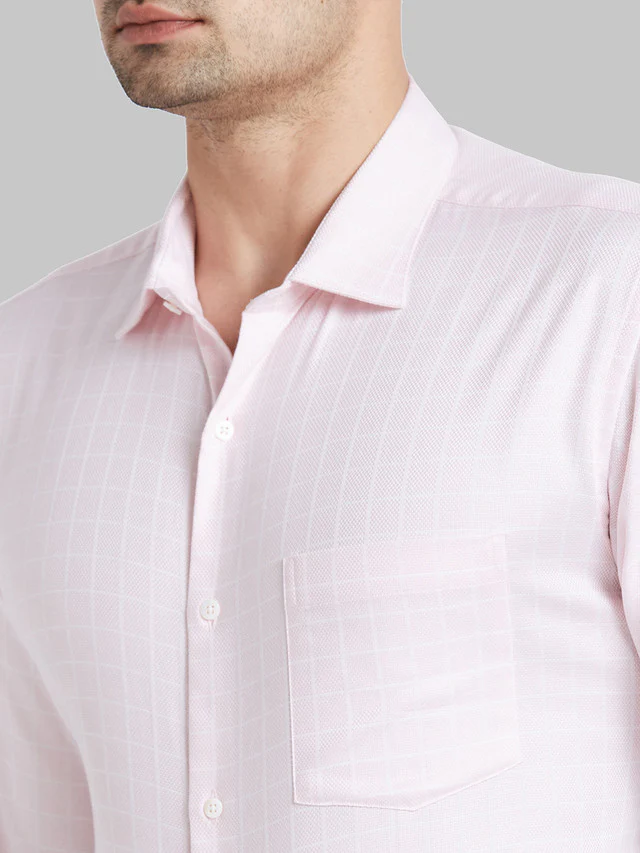 Park Avenue Men Pink Checkered Regular Fit Cotton Formal Shirt - Image 6