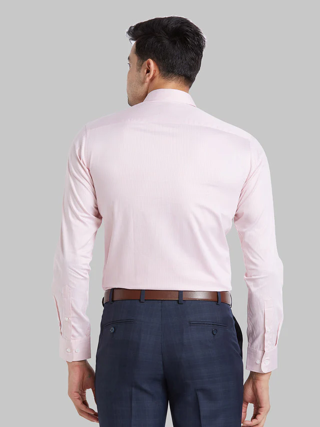Park Avenue Men Pink Checkered Slim Fit Cotton Formal Shirt - Image 4
