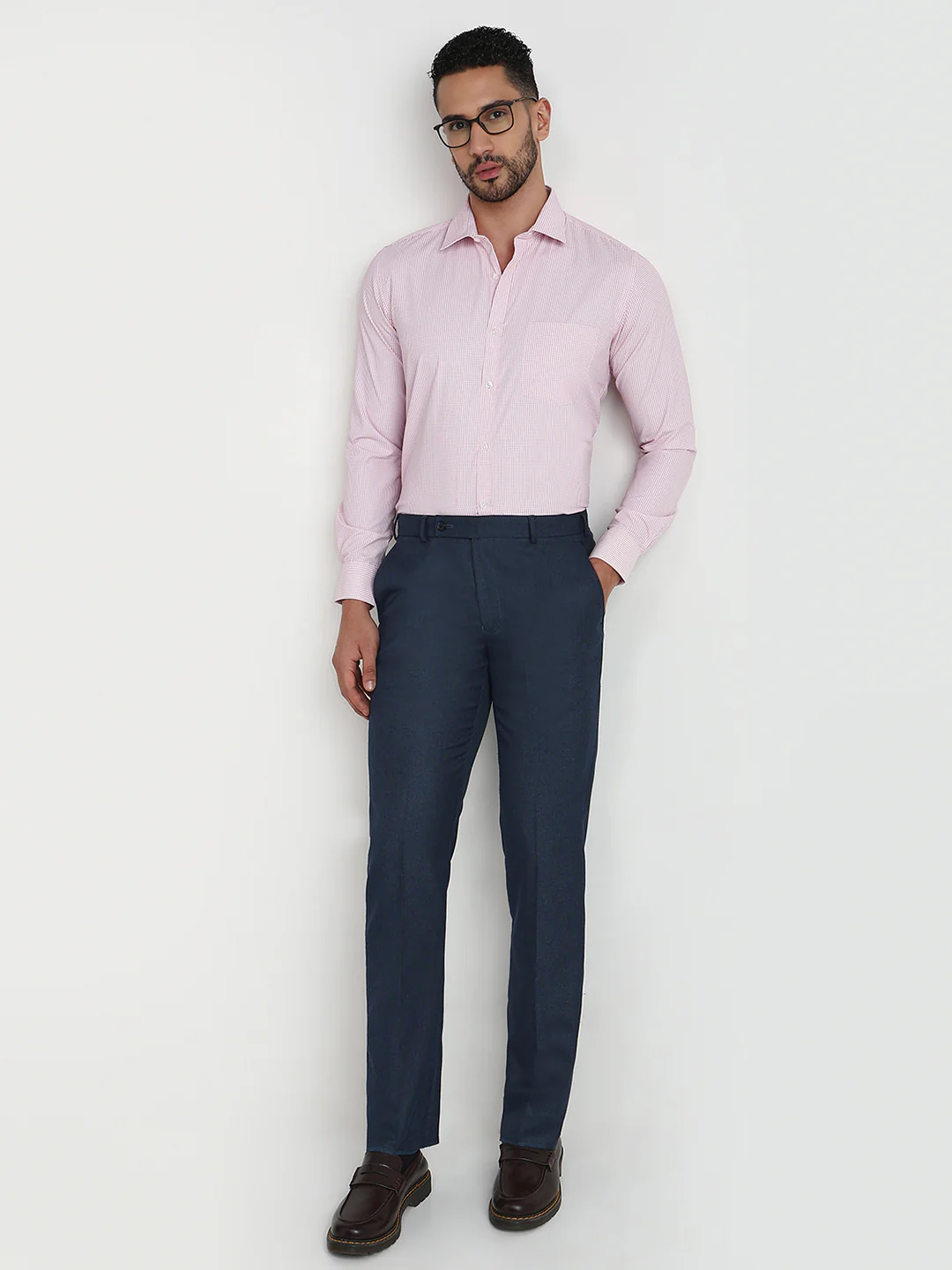Park Avenue Men Red Checks Slim Fit Cotton Blend Formal Shirt - Image 5