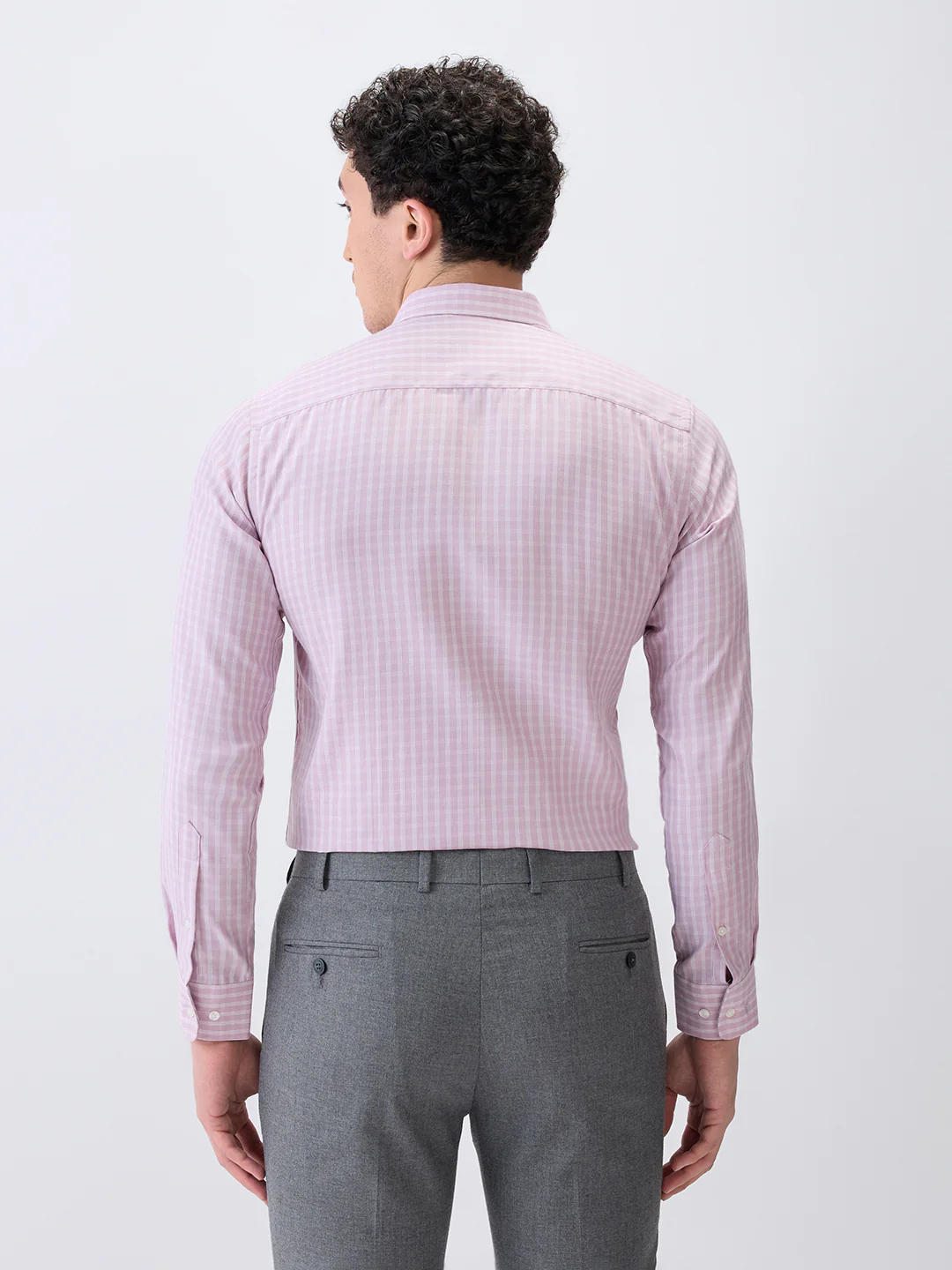 Park Avenue Men Pink Checks Slim Fit Cotton Blend Formal Shirt - Image 4