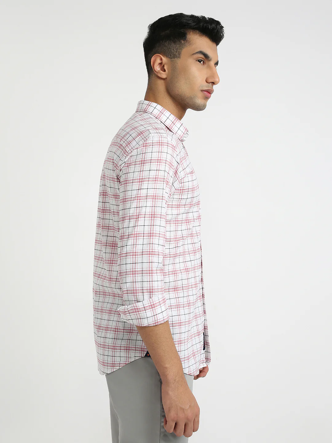 Park Avenue Men Red Checks Slim Fit Cotton Casual Shirt - Image 2