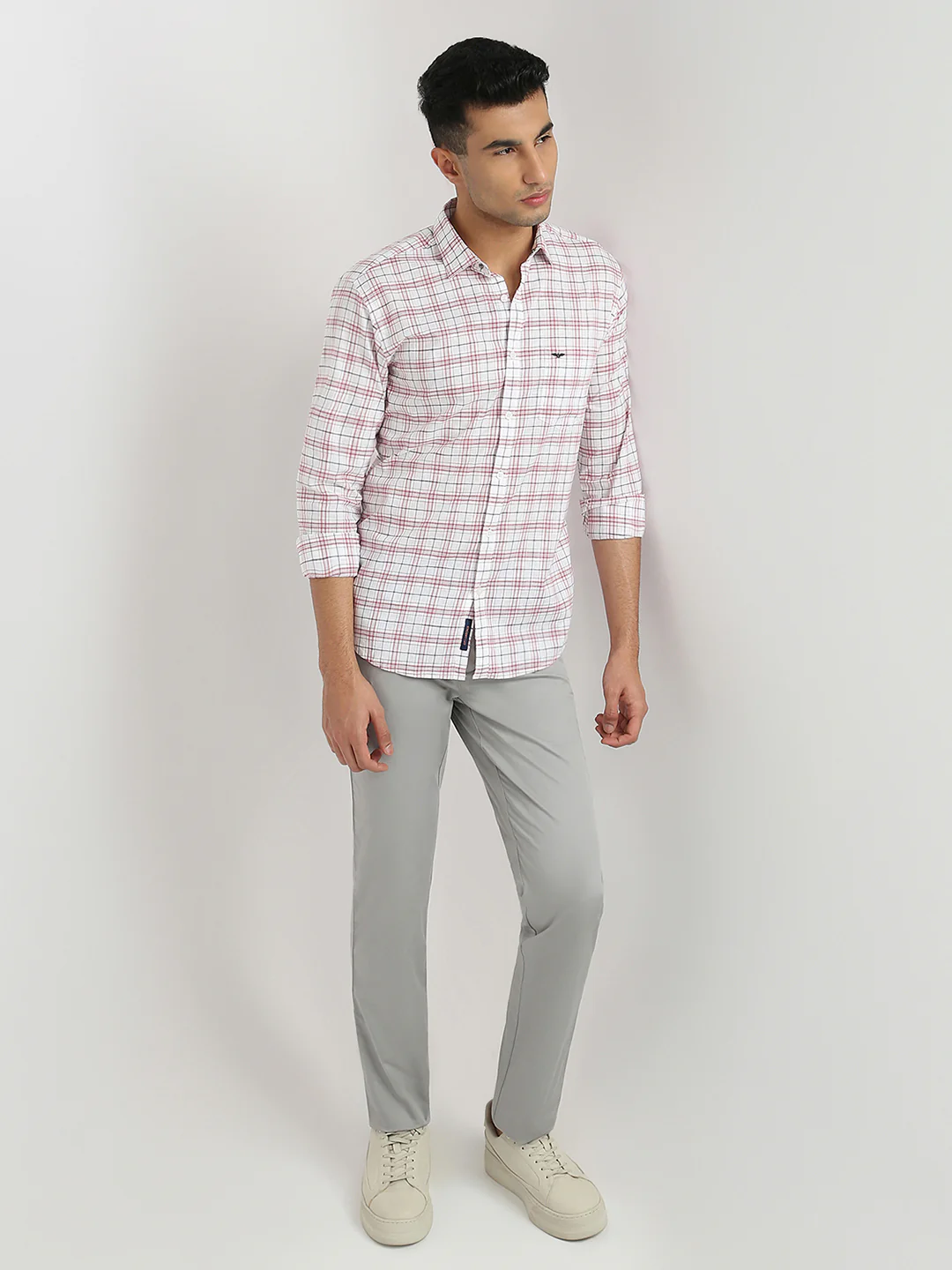 Park Avenue Men Red Checks Slim Fit Cotton Casual Shirt - Image 5