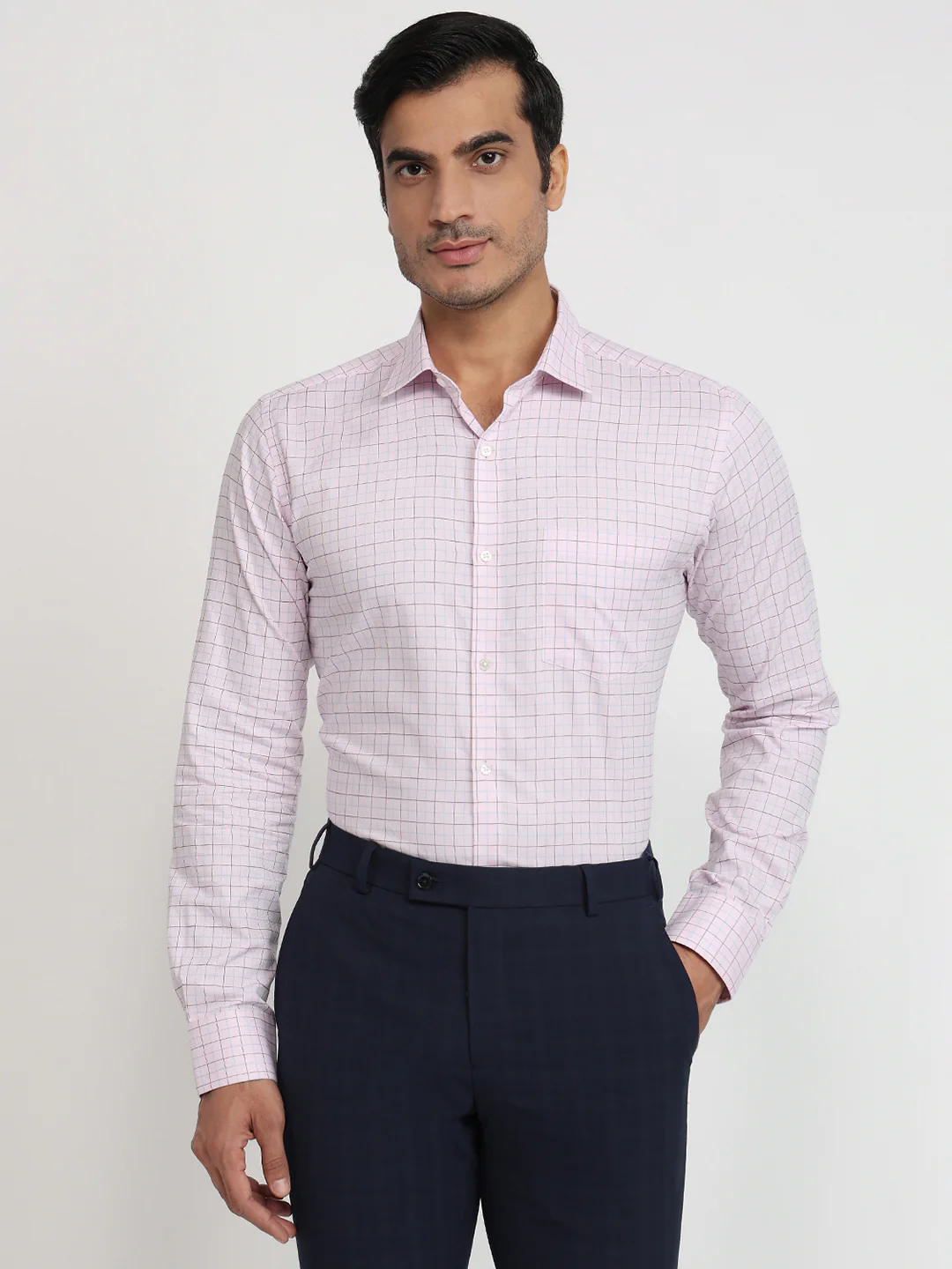 Park Avenue Men Red Checks Slim Fit Cotton Shirt