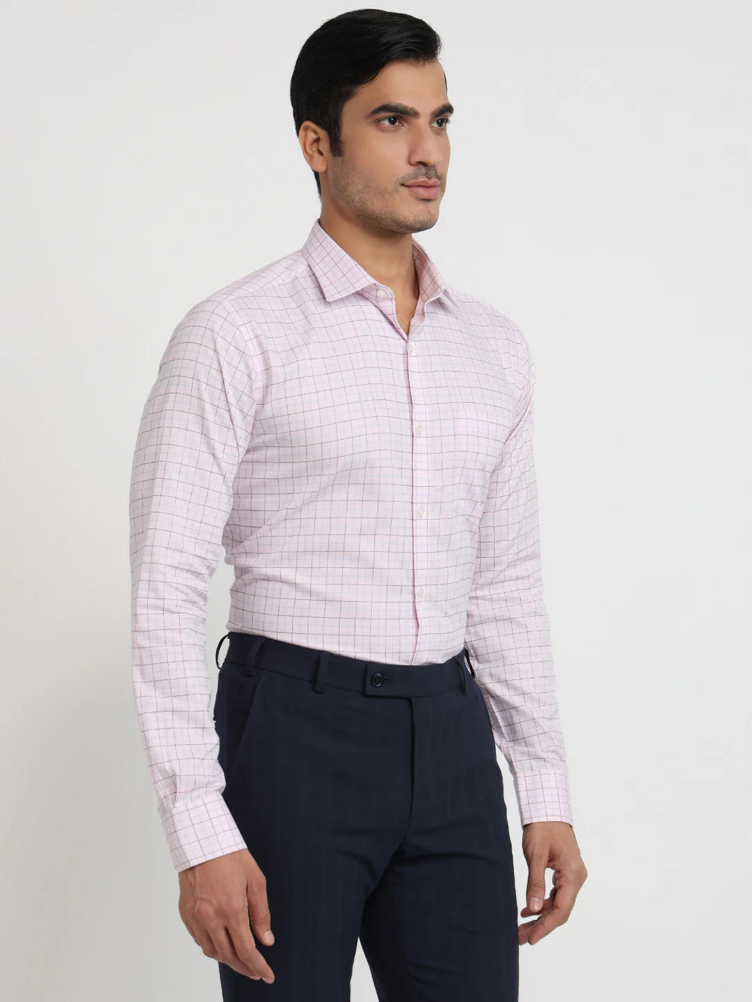 Park Avenue Men Red Checks Slim Fit Cotton Shirt - Image 3