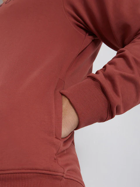 Park Avenue Men Red Grindle Fleece Slim Fit Polyester Blend Sweatshirt - Image 7