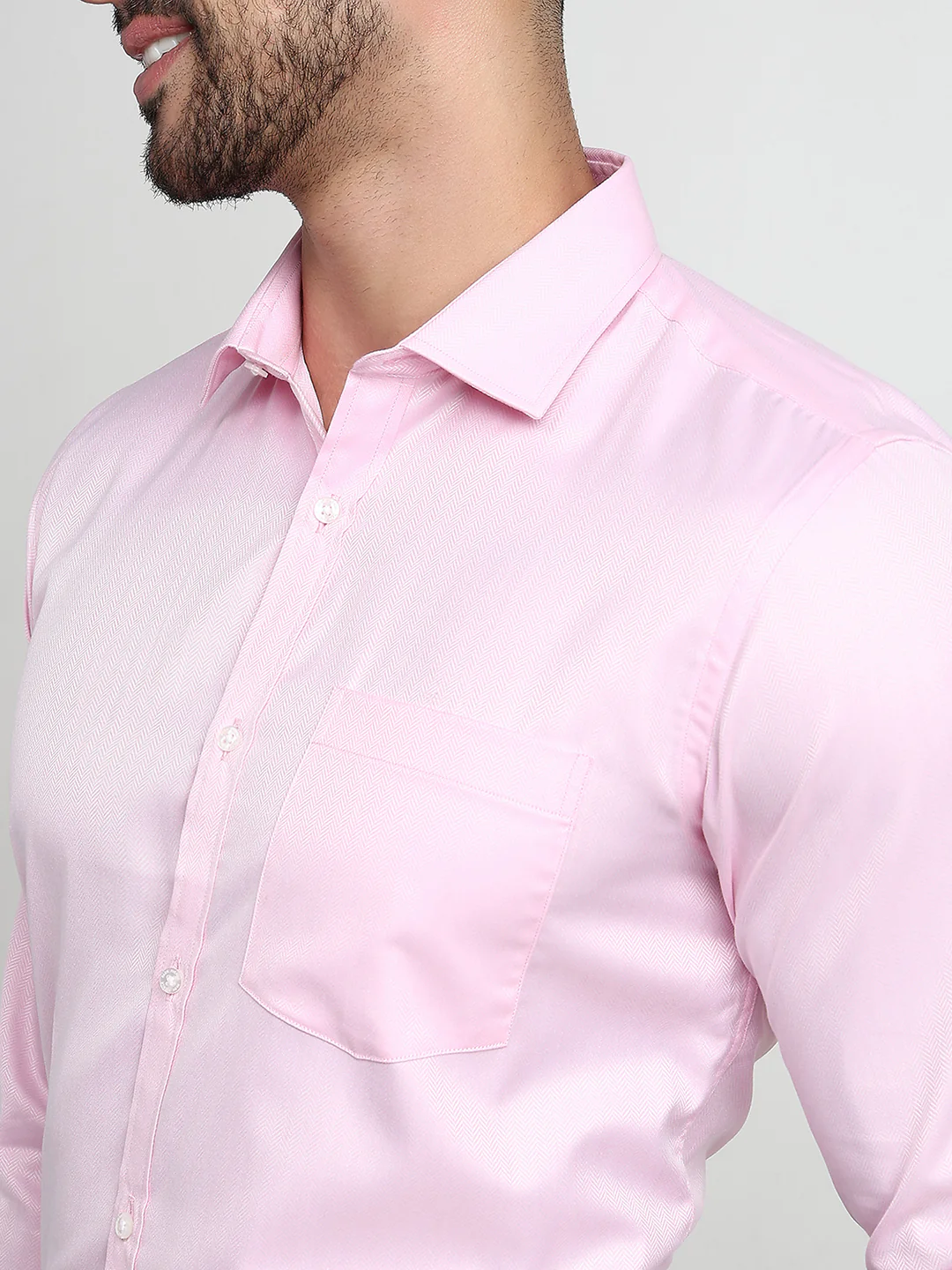 Park Avenue Men Red Herringbone Slim Fit Cotton Blend Shirt - Image 6