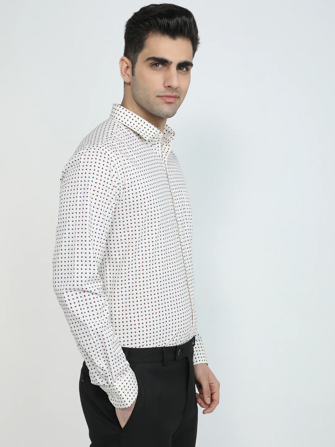 Park Avenue Men Red Print Slim Fit Cotton Shirt - Image 3