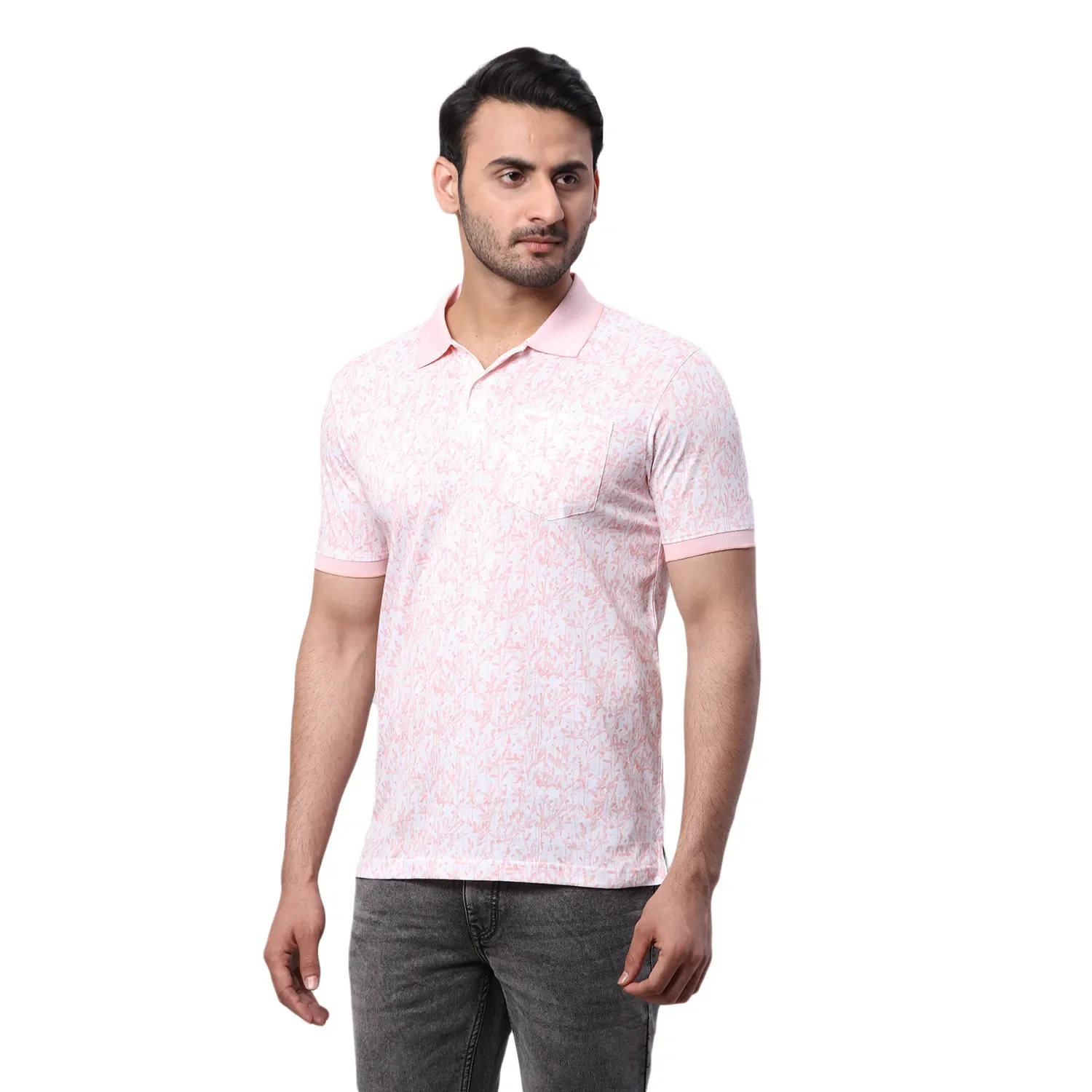 Park Avenue Men Red Print Slim Fit Cotton T-Shirt - Image 3