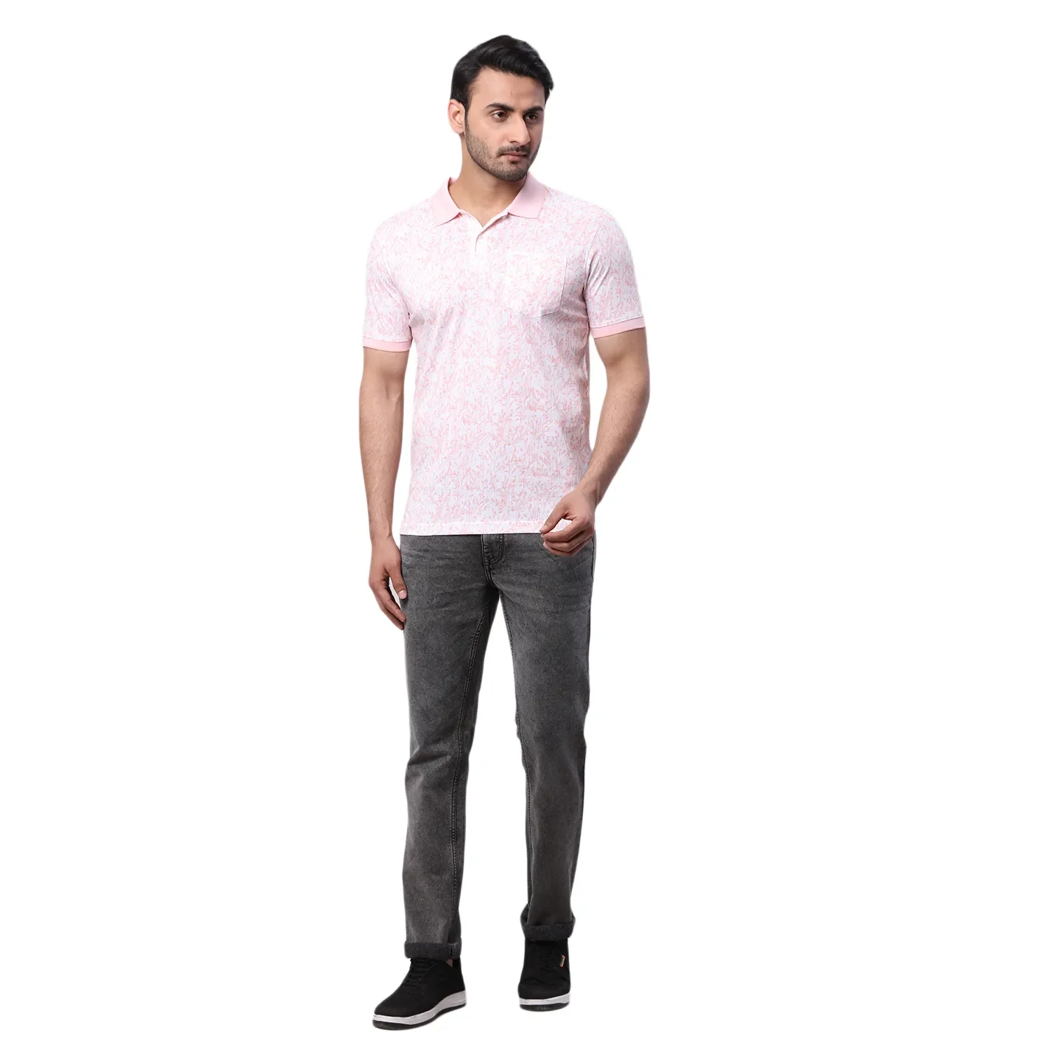 Park Avenue Men Red Print Slim Fit Cotton T-Shirt - Image 5