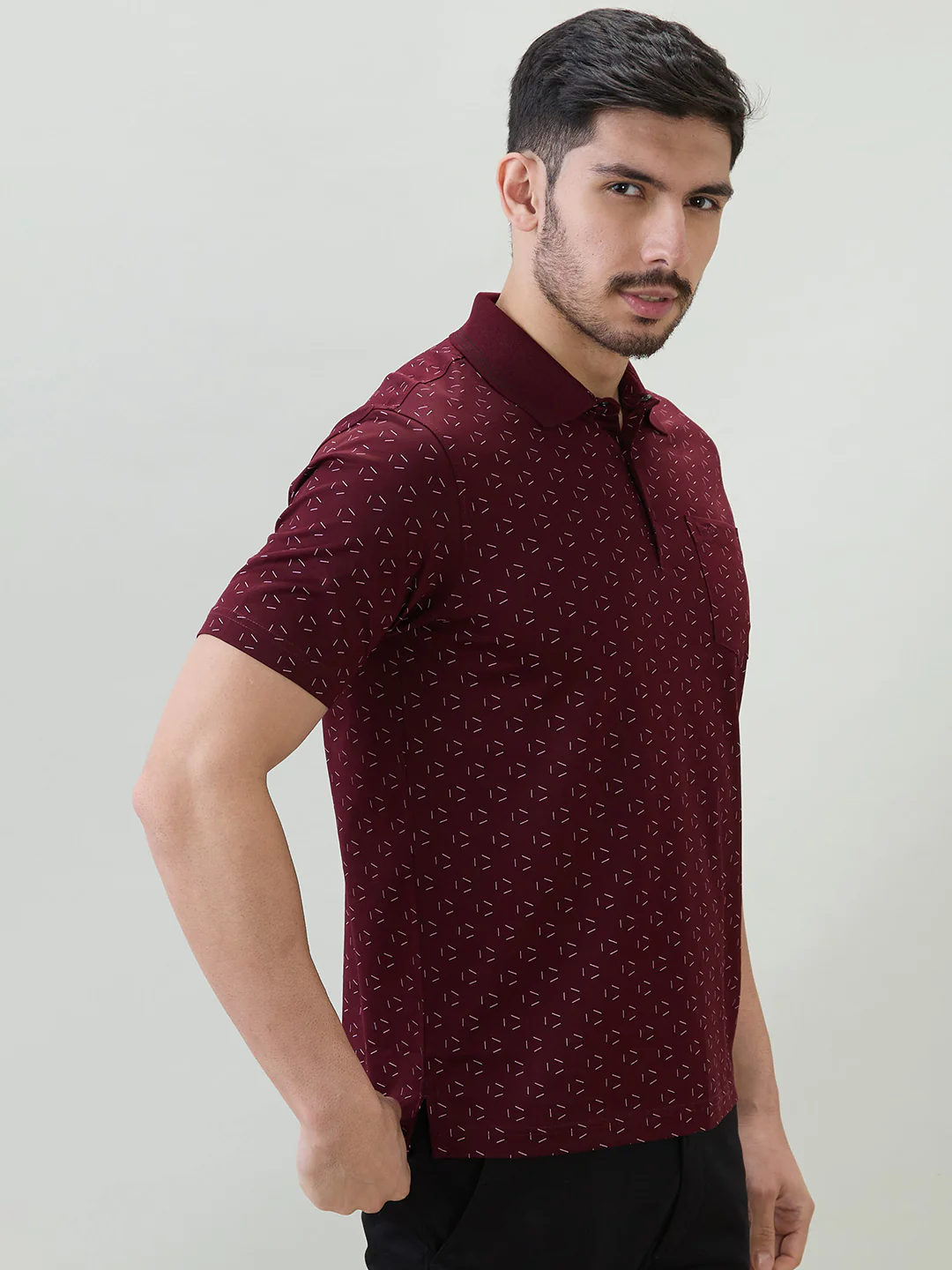 Park Avenue Men Red Print Slim Fit Cotton T-shirt - Image 2