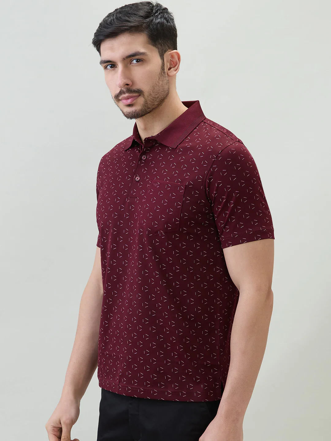 Park Avenue Men Red Print Slim Fit Cotton T-shirt - Image 3