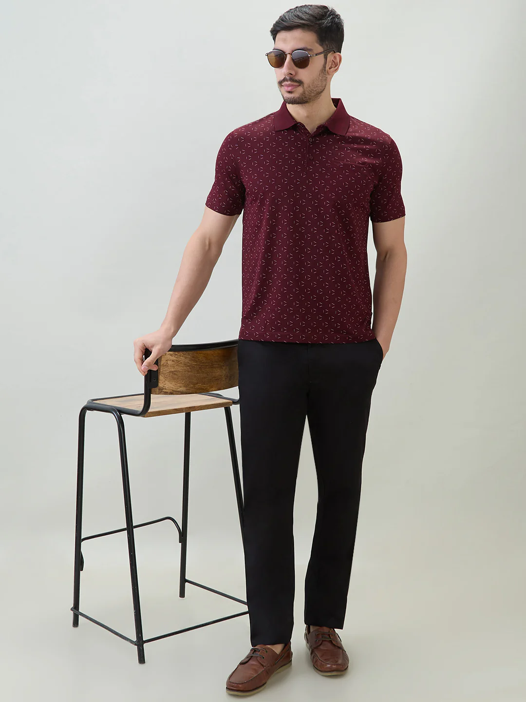 Park Avenue Men Red Print Slim Fit Cotton T-shirt - Image 7
