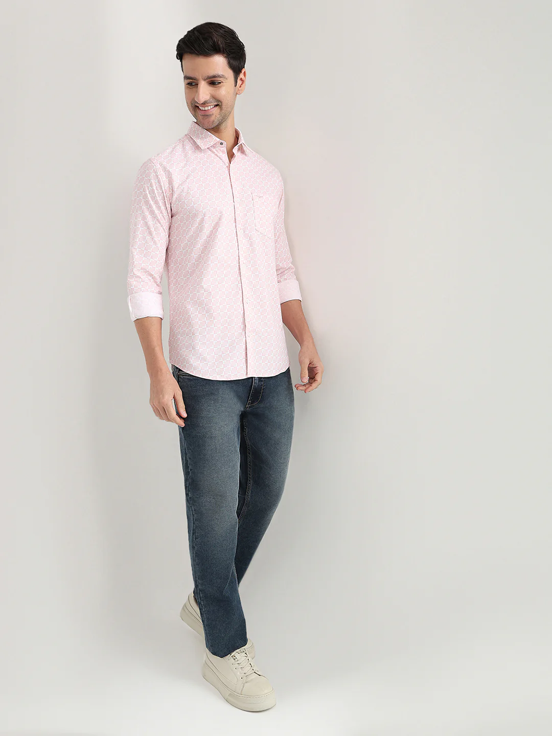 Park Avenue Men Red Printed Slim Fit Cotton Full Sleeve Casual Shirt - Image 5