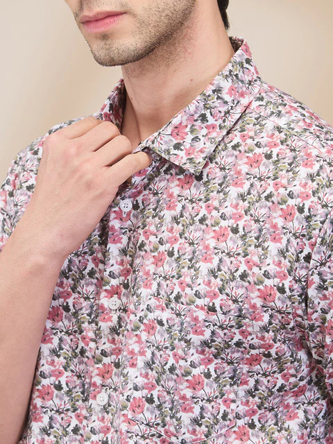Park Avenue Men Red Printed Slim Fit Cotton Shirt - Image 5
