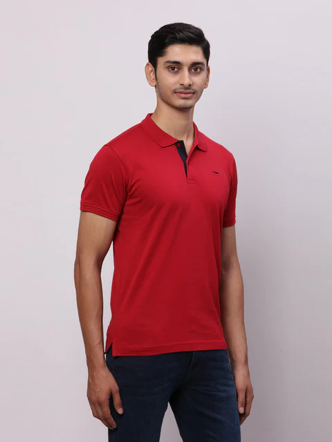 Park Avenue Men Red Printed Slim Fit Cotton T-Shirt - Image 2
