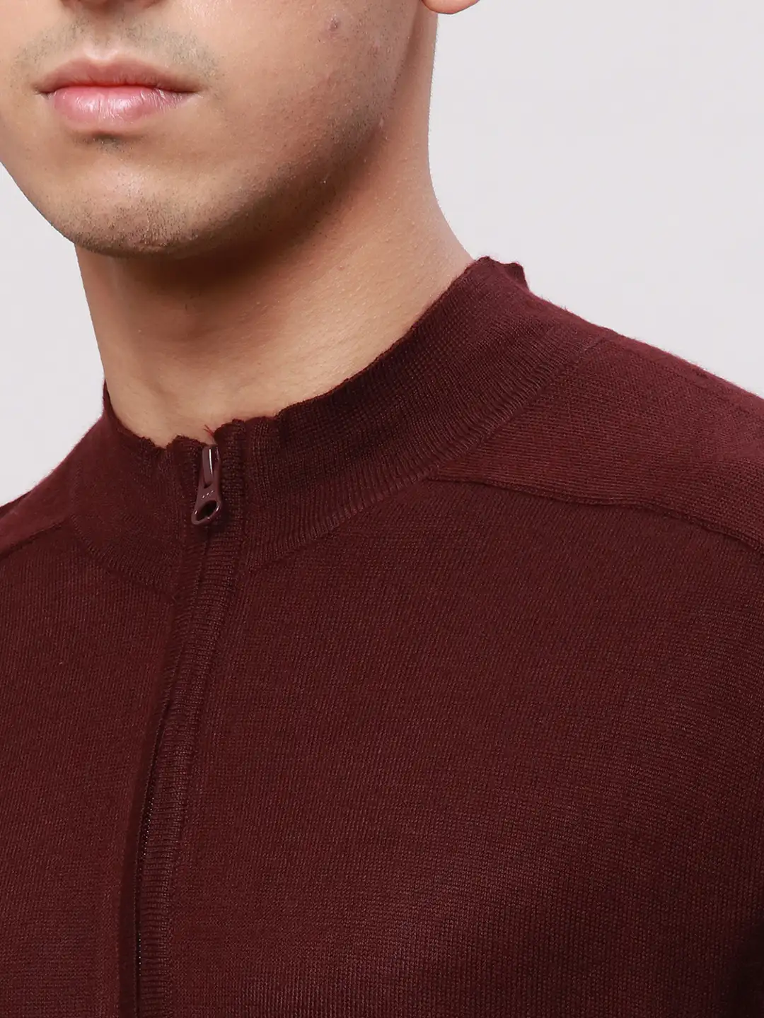 Park Avenue Men Red Regular Fit Solid Cotton Full Sleeve V Neck Collar Pullovers - Image 6