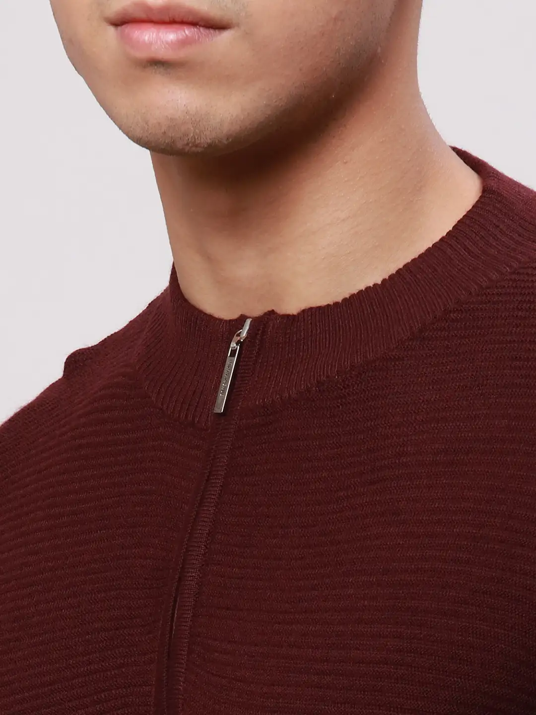 Park Avenue Men Red Regular Fit Solid Cotton Pullovers - Image 6