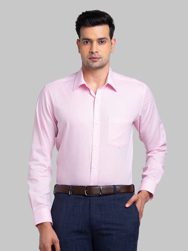 Park Avenue Men Pink Self Design Regular Fit Cotton Formal Shirt