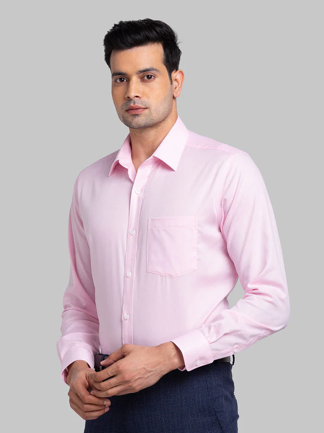 Park Avenue Men Pink Self Design Regular Fit Cotton Formal Shirt - Image 3