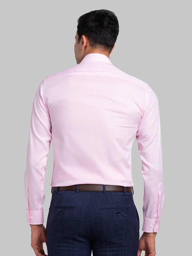 Park Avenue Men Pink Self Design Regular Fit Cotton Formal Shirt - Image 4