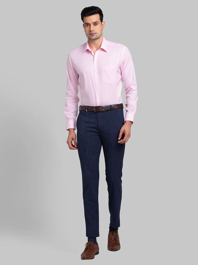 Park Avenue Men Pink Self Design Regular Fit Cotton Formal Shirt - Image 5