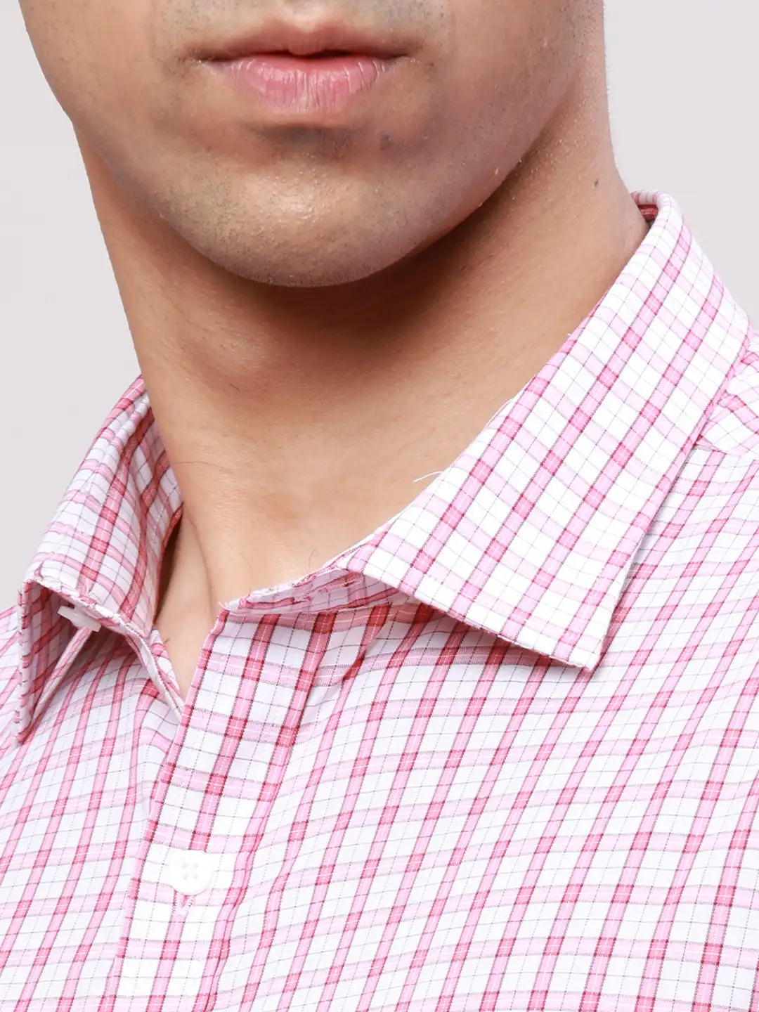Park Avenue Men Pink Checks Slim Fit Cotton Formal Shirt - Image 7