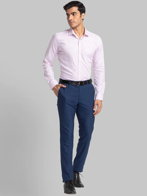 Park Avenue Men Pink Checks Slim Fit Cotton Formal Shirt - Image 5