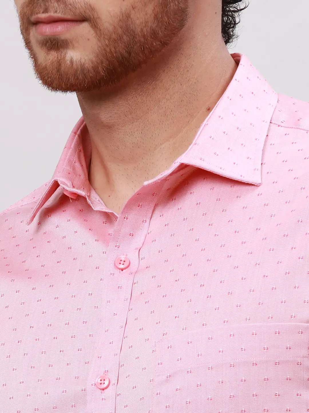 Park Avenue Men Pink Dobby Slim Fit Lyocell Blend Formal Shirt - Image 7