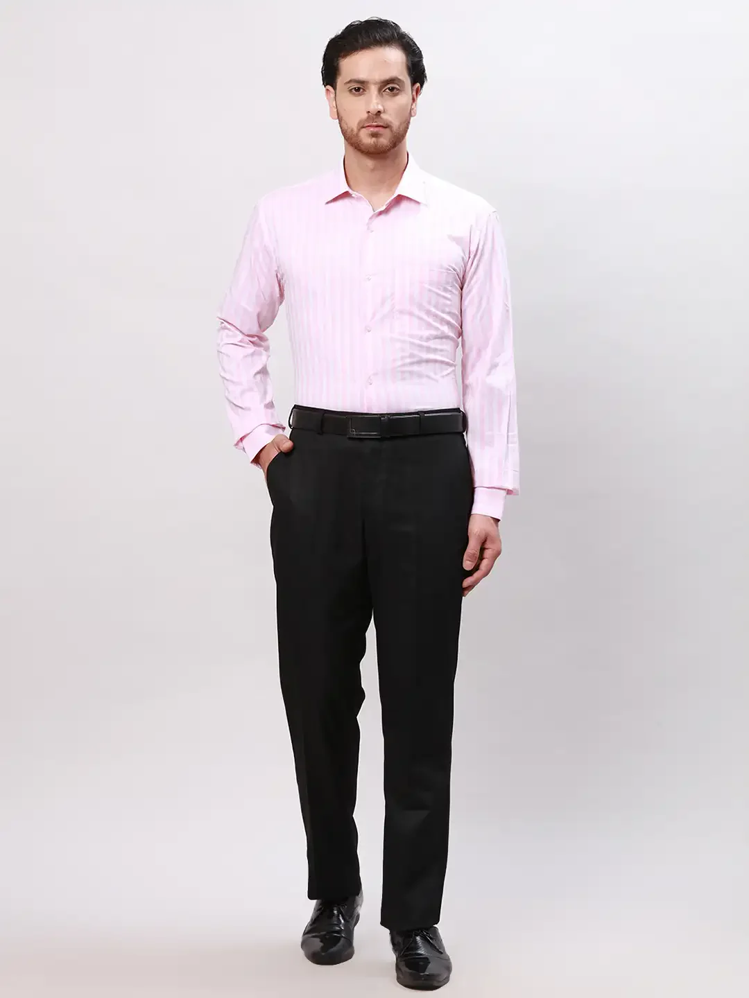Park Avenue Men Pink Striped Slim Fit Cotton Formal Shirt - Image 5