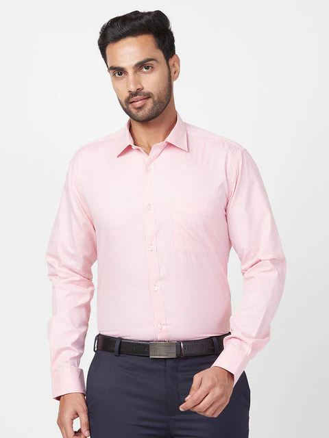 Park Avenue Men Pink Structured Slim Fit Cotton Blend Formal Shirt