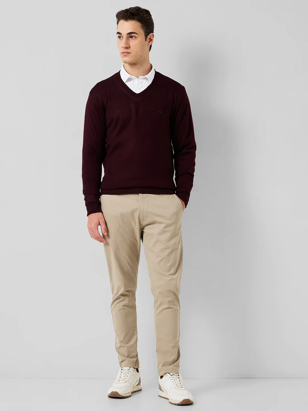 Park Avenue Men Red Solid Regular Fit Acrylic Blend Sweaters - Image 4