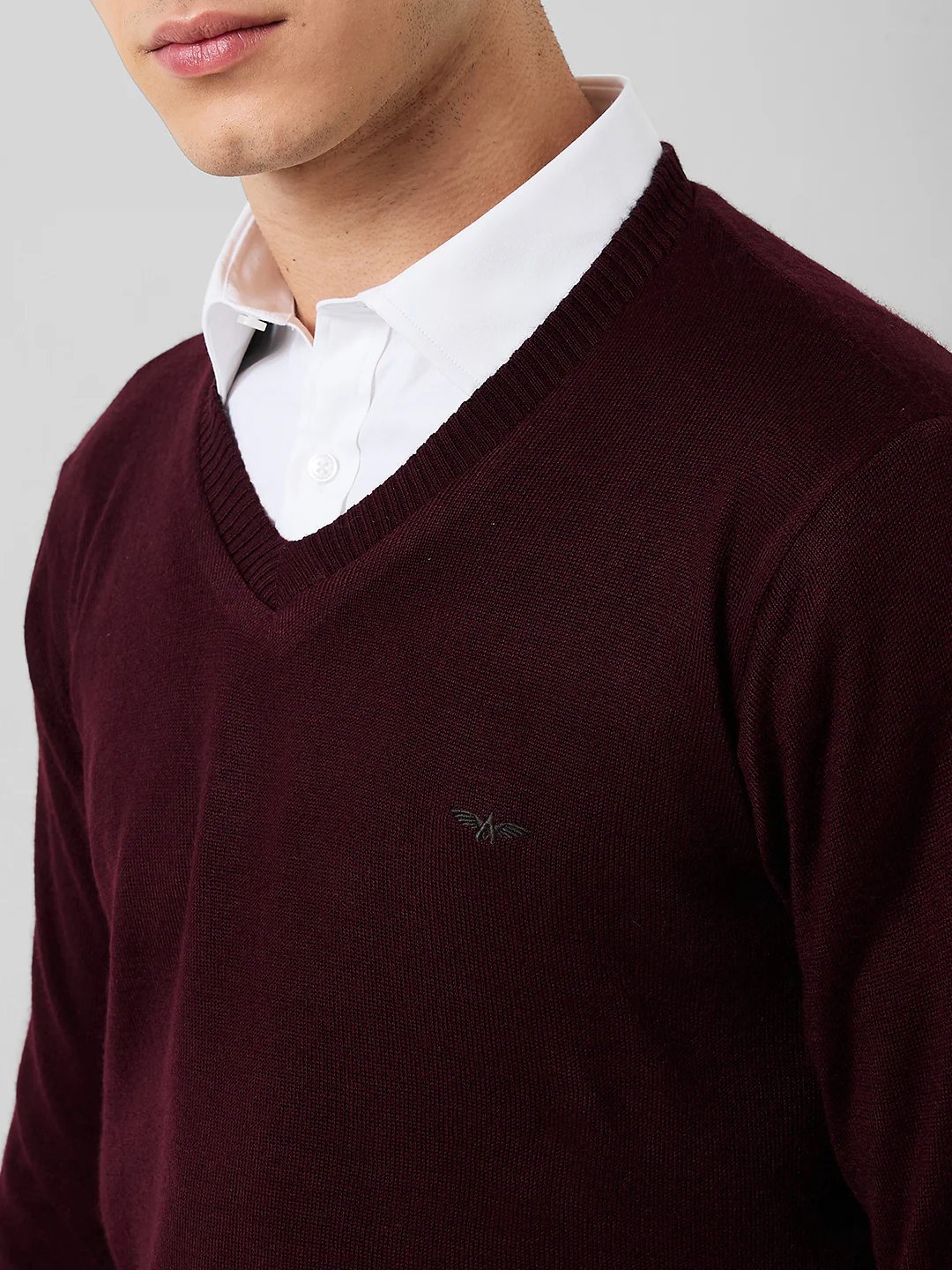 Park Avenue Men Red Solid Regular Fit Acrylic Blend Sweaters - Image 5