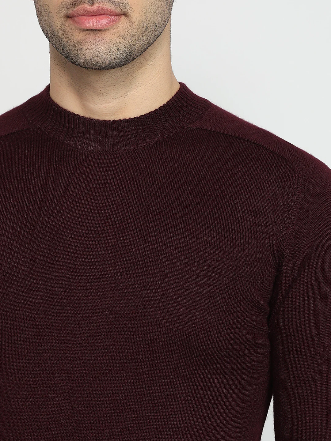 Park Avenue Men Red Solid Regular Fit Acrylic Blend Sweatshirt - Image 6