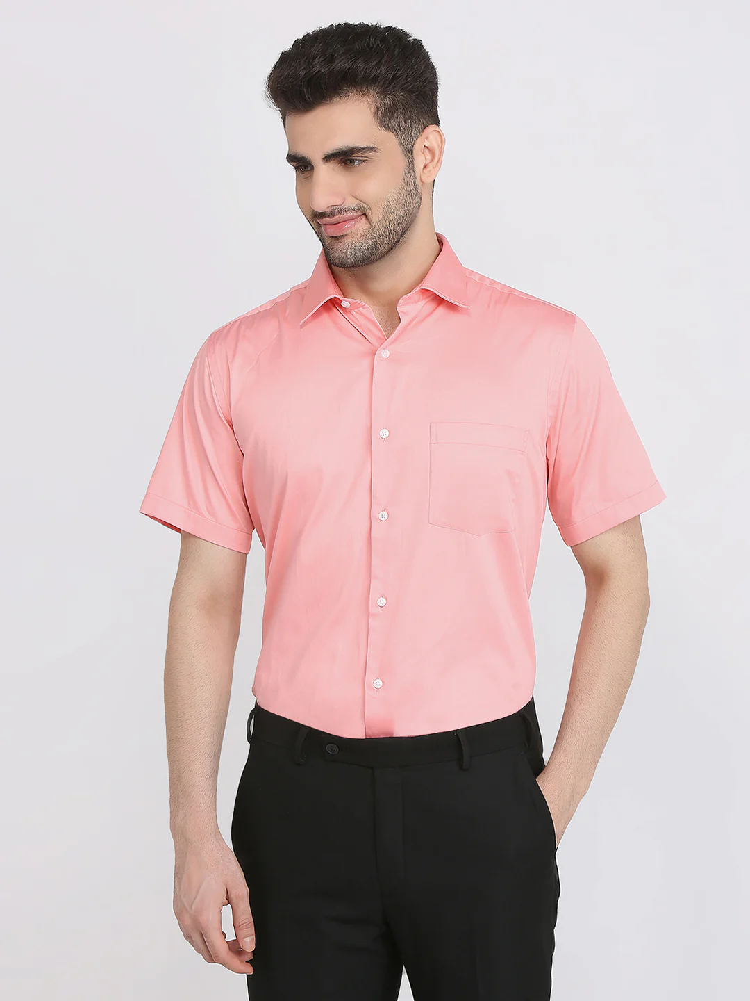 Park Avenue Men Red Solid Regular Fit Cotton Shirt
