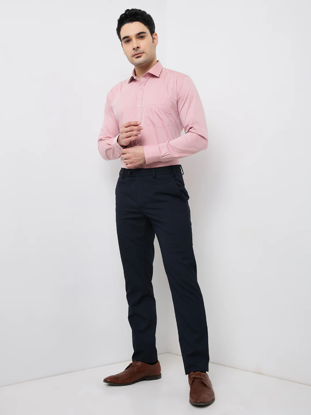 Park Avenue Men Red Solid Slim Fit Cotton Blend Shirt - Image 5