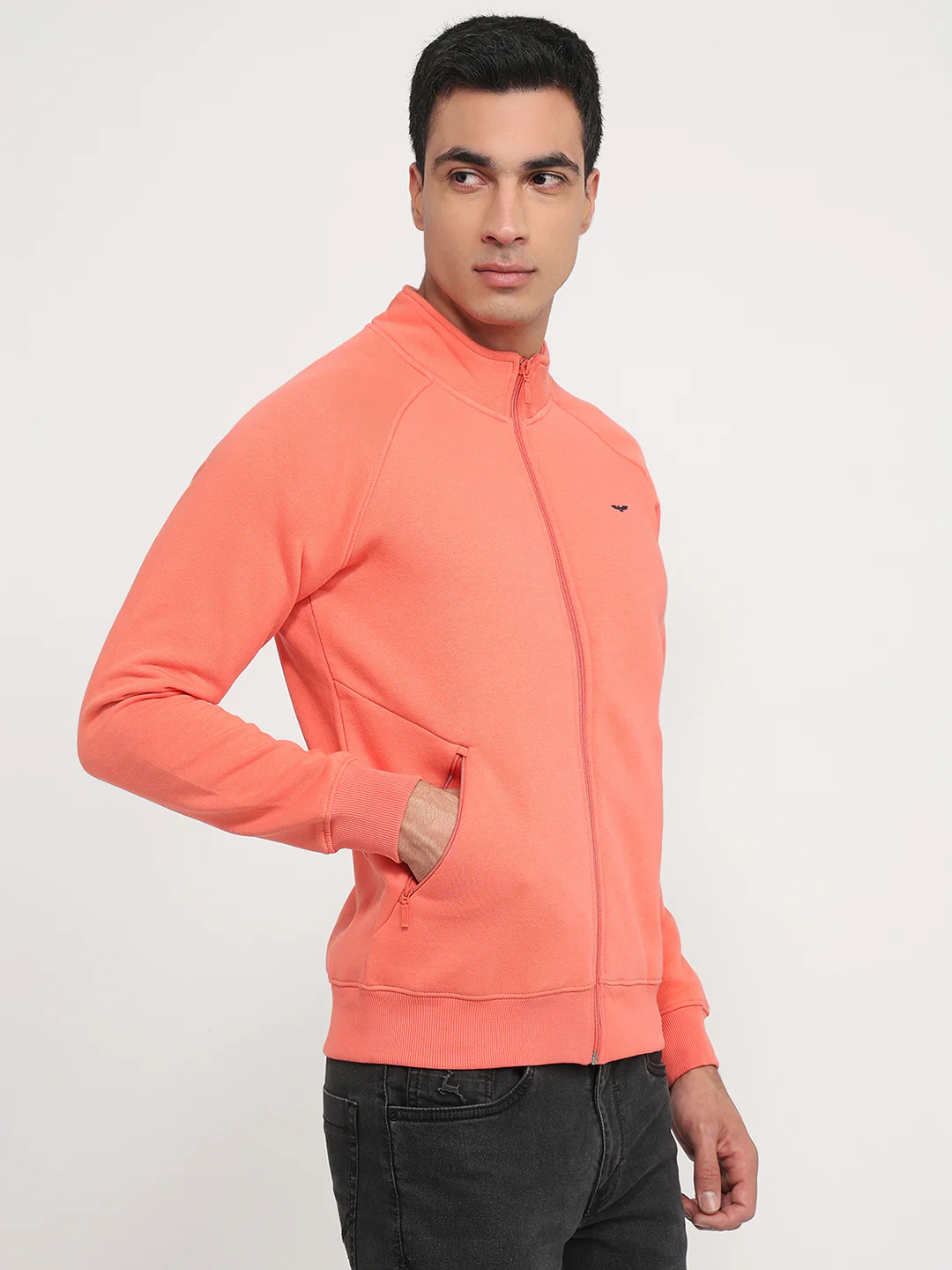 Park Avenue Men Red Solid Slim Fit Cotton Blend Sweatshirt - Image 3